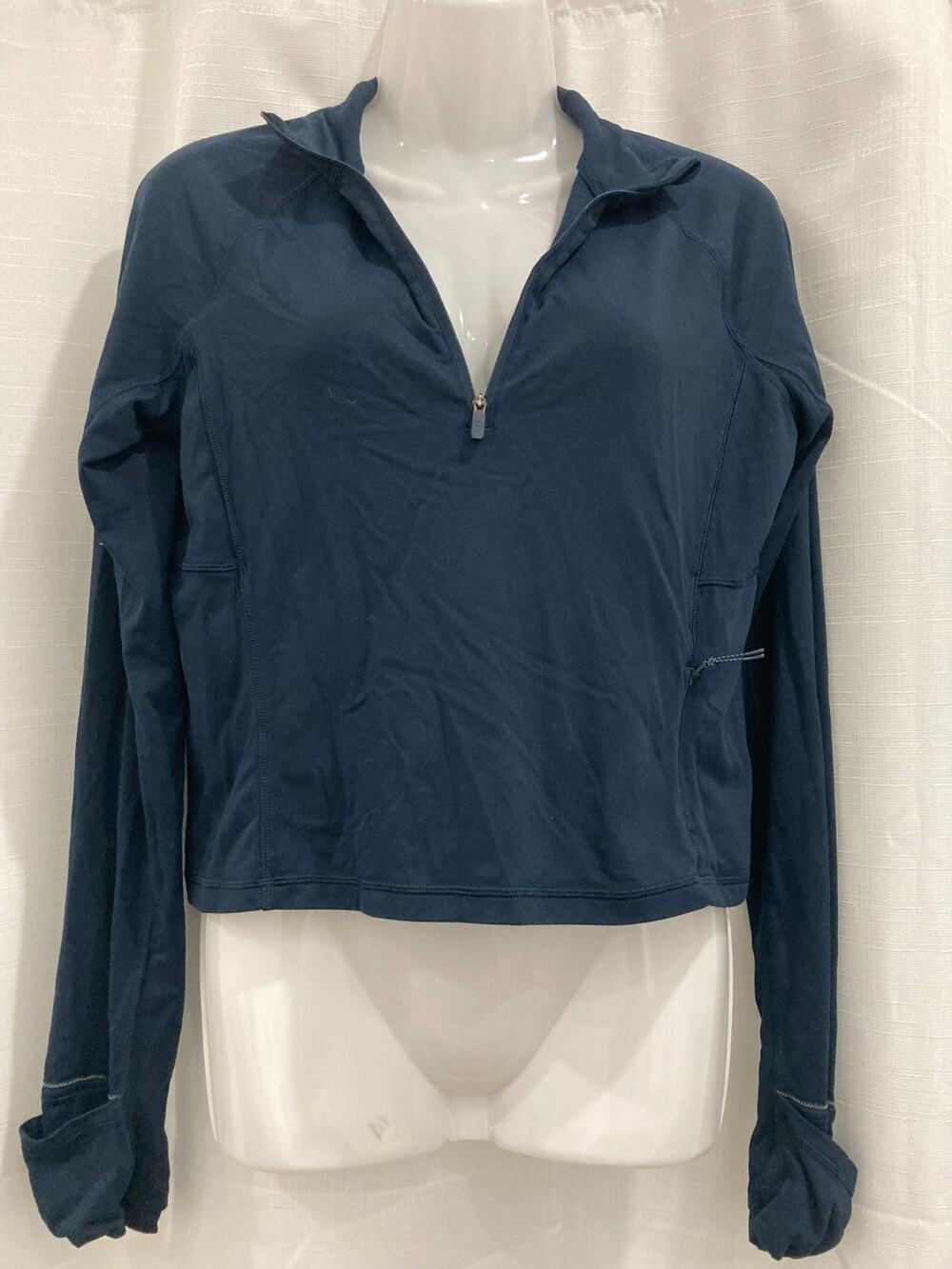 Lululemon It's Rulu Deep Navy Blue Cropped Mock Neck Half Zip SZ S